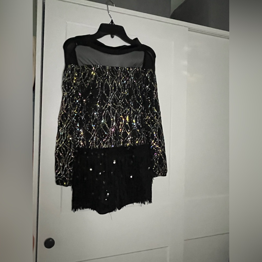 Black and rainbow sparkly Weissman dance costume